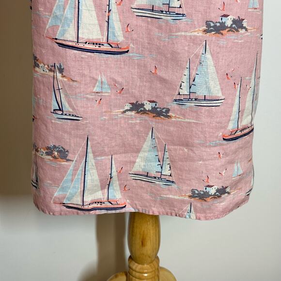 St Tropez West, Sailboat Print Halter Style Neckline 100% Linen Sleeveless Dress - Picture 4 of 11